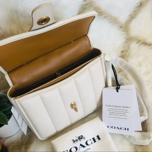 Authentic Brand New Coach Willis Top Handle 18 C3844 Quilting in Chalk Color - Picture 7 of 11